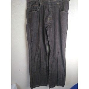 VINTAGE 5ive Jungle Men's Brown Denim Hip Hop Wide-Leg Baggy Jeans Size 38x31